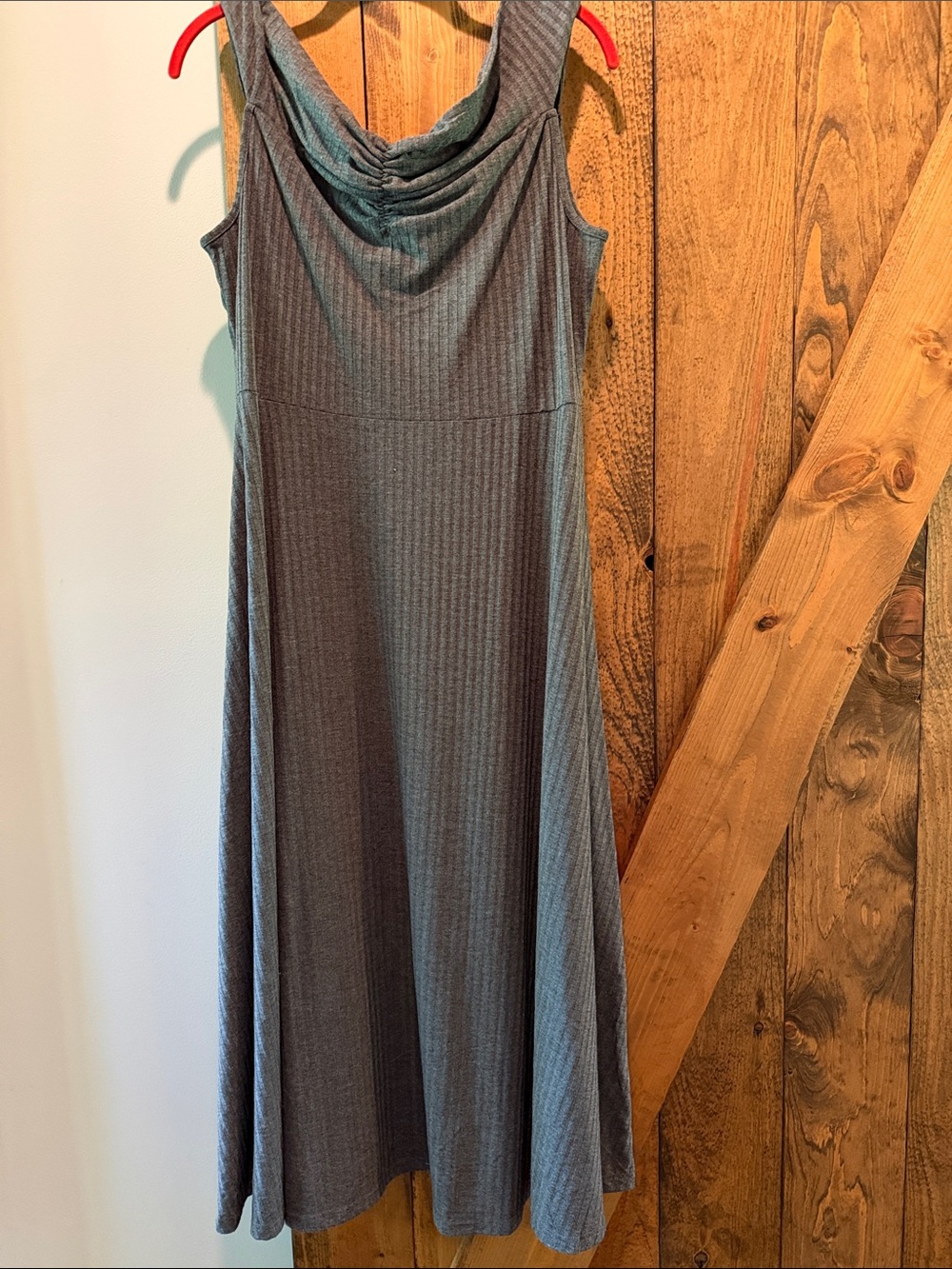 Suzanne Betro Gray Sleeveless Maxi Dress with Cowl Neck